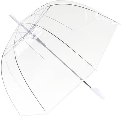 ThreeH Clear Bubble Umbrella Windproof Romantic Dome Rain Umbrella Auto Open Transparent POE Canopy for Weddings,White