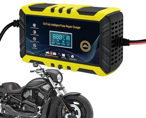 Caricabatterie intelligente | Caricabatteria per auto con mantenitore | Caricatore di mantenimento con funzione di riparazione per mantenere e prolungare la durata della batteria per auto e