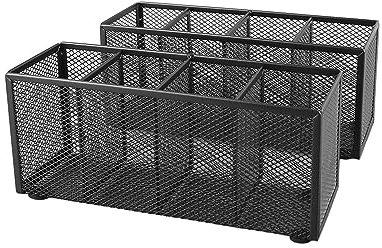Cyrank Stiftehalter aus Metall, Stiftehalter Schwarz, 4 Fächer, Stifteköcher, Gitter Metall Stifthalter, Netz-Schreibtisch-Organizer, Stifte Organizer, Desk Organizer Für Büro Zuhause, Schule