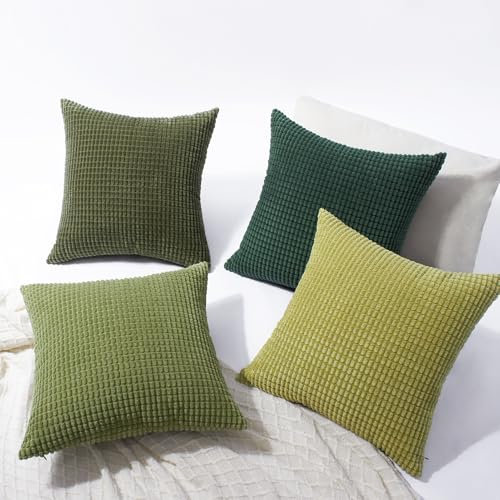 Softalker Kissenbezug 40x40 Weihnachten Grün Cord 4er Set flauschig Kissenhüllen Kissenbezüge Sofa Cushion Cover Sofakissen Deko Kissen Couchkissen Deko für Wohnzimmer Sofa Stuhl Schlafzimmer Balkon