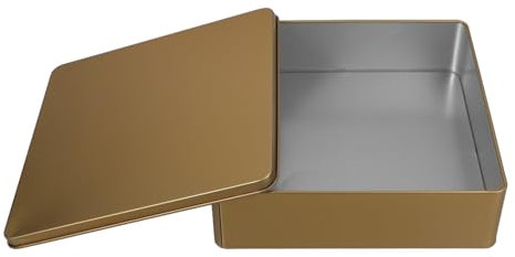 MAGICLULU Square Cookie Tins Large Metal Tinplate Box with Lid Empty Candy Storage Containers for Chocolate Tea Coffee Jewelry Golden