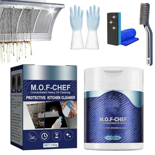 Mof Chef Cleaner Powder, Mof Chef Powder Cleaner, detergente professionale per la cucina, per la pulizia delle macchie di olio pesante, odore fresco, nessun danno alla superficie, 100 g/500 g (100 g)
