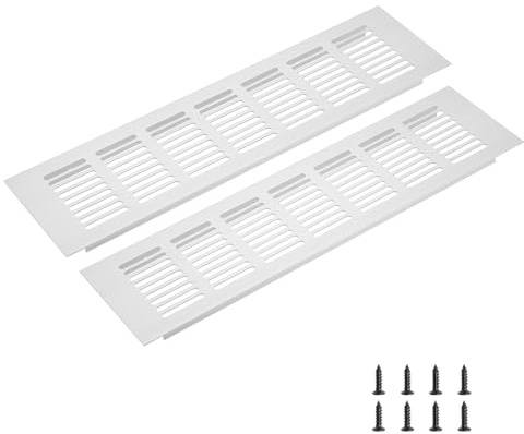 sourcing map Rectangle Ventilation Grille 300x80mm/12x3 Silver Tone | Aluminum Alloy Mesh,Air Vent Cover,Louvered Ventilation Cover,with Mounting Screws for Cabinet Shoe Closet