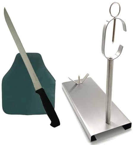 CUPERINOX Supporto per prosciutto in acciaio inox professionale con base antiscivolo per prosciutto e palette, con coltello | prosciutto Elite Collection