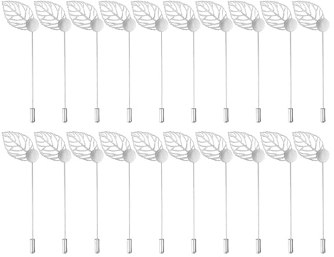M METERXITY 20-Pack Alfiler de Solapa con Plato de Hoja, Alfileres de Boutonniere DIY de Aleación para Traje/Sombrero/Corbata/Bufanda, Alfiler de Seguridad para Corsage [84mm, Tonel Plateado]