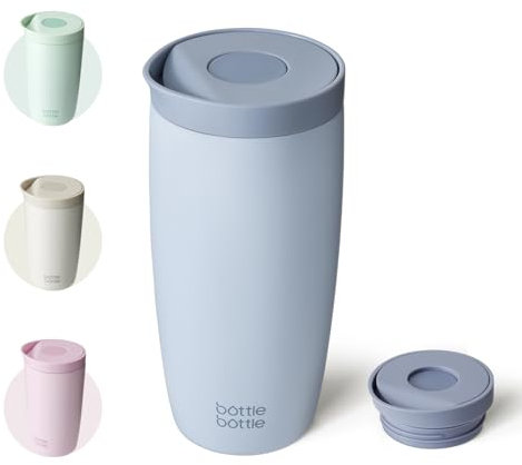 BOTTLE BOTTLE Insulated Travel Mug 500ml Stainless Steel Office Coffee Cup with Push Button Lid Keeps Cold and Hot for 8 Hours (Blue)