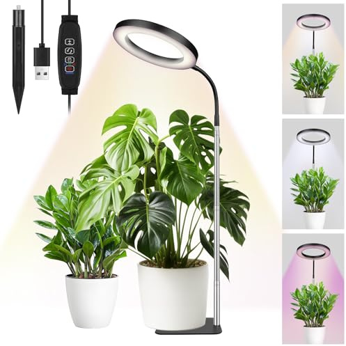 APXEL Lampada Per Piante, Collo D'oca A 360°, Coltivazione Con Timer 3/9/12h,72 Leds，10 Luminosità, 3 Modalità, Base Stabile In Metallo,Altezza Regolabile 30-165 Cm Per Tutte Le Fasi Di Crescita[F]