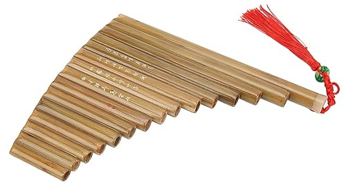 RiToEasysports Traditionell Kinesisk Pannflöjt, 15 Rör, G -nyckel, Träblåsinstrument för Nybörjare och Studenter, Naturlig Färg (Vänsterhand)