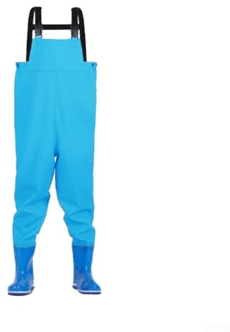 Besttoolifes Water-repellent and Waders Having Kids for Boots and Youth Pvc Chest Waders for Fishing Boot Wading Fishing Outdoor Adventures Integrated Hunting Design (blue 30 over 31)