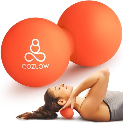 Balle de Massage Cacahuète - Orange Énergisant | Balle double de massage en silicone type lacrosse Cozlow pour le soulagement de la douleur et la libération myofasciale
