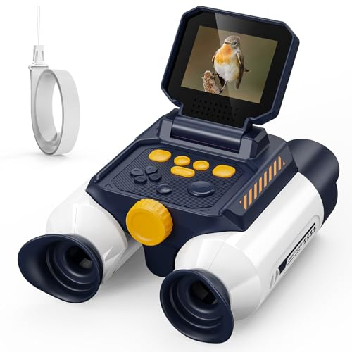 Aspoven Binoculars for Kids Night Vision, with 2.4 Screen, HD Digital Binoculars for Boys and Girls Ages 4-12, Portable Kids Binocular, Photo Video Capture & 9 Puzzle Games (White)