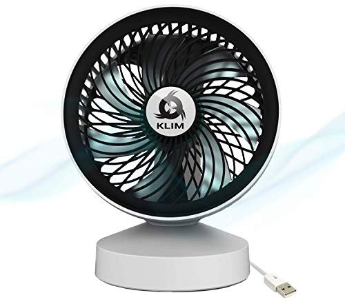 KLIM Breeze - Schreibtischventilator USB Hohe Leistung - Tischventilator - Leise und Verstellbar - Weiß