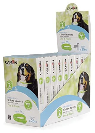 Camon Collare Barriera all'Olio di Neem 3 Confezioni, Allontana Insetti e Parasiti Protezione Stagione Completa - Taglia Grande