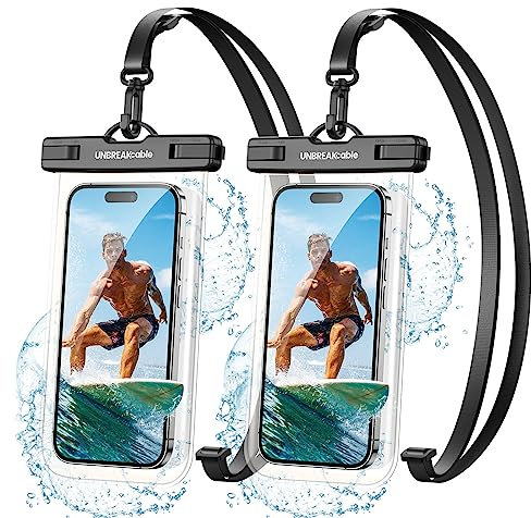 UNBREAKcable Wasserdichte Handyhülle [2 Stück], 7,0 Zoll IPX8 Unterwasser Handyhülle, Wasserfeste Handytasche für iPhone 17 16 15 14 13 12 11 Pro Max Samsung S25 S24 S23 Ultra A55 Xiaomi- Kristallklar