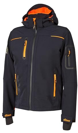 U-Power SPACE, Giacca Softshell, con Cappuccio Staccabile, Tasche Ampie, Full Zip, Antivento, Impermeabile, Tessuto Resistente, Confortevole (DEEP BLUEE - S)