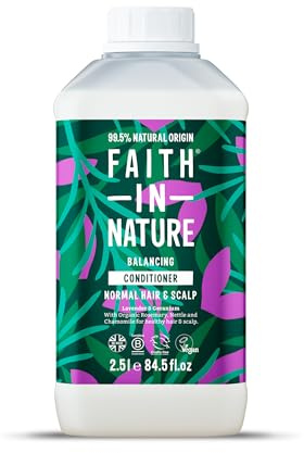 Faith In Nature Natural Lavender & Geranium Conditioner, Balancing for Normal Hair & Scalp, Vegan & Cruelty Free, No SLS, Silicones or Parabens, 2.5L Refill