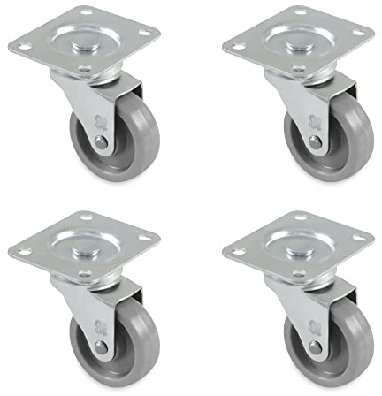 Amig - 4-pack möbelhjul - med monteringsplatta och lager - Ø 40 mm - maximal hjulbelastning: 22 kg - tillverkad av gummi - grå - utan broms