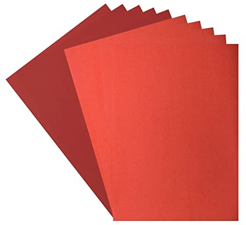 Florens glitterpapper och kartong – A4 färgade korttillbehör – röd/vallmo – 10 ark – färgat papper för scrapbooking, korttillverkning och annat pappershantverk – 250/216 GSM