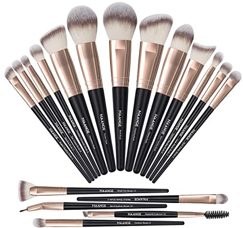 MAANGE Set di pennelli da trucco professionali, 18 pezzi, pennelli sintetici di alta qualità, pennelli per fondotinta, cipria, fard, ombretto, pennelli per trucco