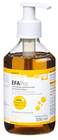 EfaPro Hautbalance 300 ml für Hunde & Katzen: Trägt zu Einer gesunden Haut- und Fellstruktur bei und unterstützt die natürliche Hautfunktion, Mit Omega-3/6 und Vitaminen, Einfach zu dosieren