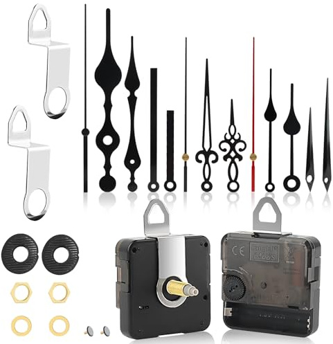 2 Piezas Mecanismos de Movimiento Relojes, Mecanismo Reloj de Pared, Mecanismo Reloj Cuarzo Movimiento Silencioso, con 5 Juegos Puntero, para DIY Reparación Reloj Pared Reemplazo Piezas (18 mm,24mm)