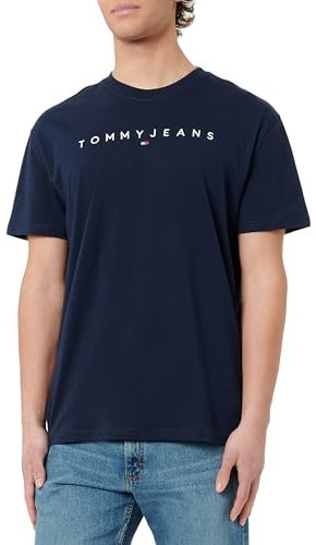 Tommy Jeans TJM Reg Linear Logo Tee EXT Kurzarm-T-Shirt, Herren, Blau (Dark Night Navy), L