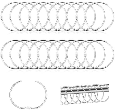 50 Stück Vorhangringe, 50mm Gardinenringe zum Öffnen Metall Vorhang Ringe Duschvorhangringe Rostfrei Duschvorhang Haken für Duschvorhänge Gardinenstangen Buchringe (Silber)