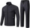 Huayuzh Trainingsanzug Herren 2 Piece Trainingsanzug Set Sportanzug Reißverschlusstasche Jogging Fitness Gym Hausanzug Dunkelgrau XL