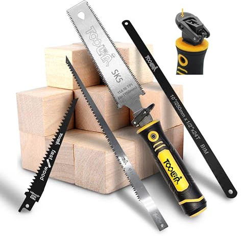 5-In-1 Multi Blades Hand Saw, 6 Inch(11T/16T) Double Edges Japanese Pull, DrywallSaw, HackSaw, Jab Saw, for Woodworking, Hard/Soft woods cutting, Metal, Blade Quick Change Mechanism.