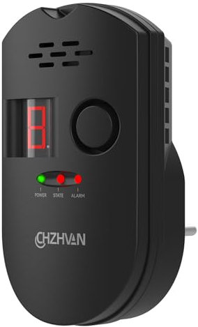 CHZHVAN Gasmelder Plug-in mit akustischem Alarm und LED, Digitalanzeige - Methan, Propan, Butan für Küche, Krankenhaus, Garage - LPG/Erdgas/Kohlendioxid-Gas-Lecksucher