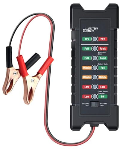 Bilbatteritestare – 12 V – bilbatteri – hälsotestare och lastanalysator | digital spänningsmätare, intelligent batteridiagnosverktyg, maskintestare, bärbar batterimonitor