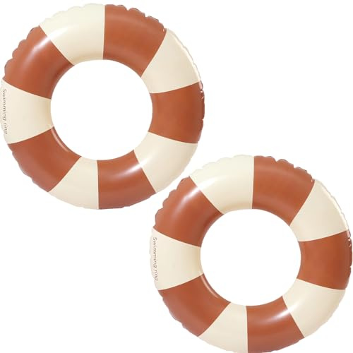 2pcs Anello di Nuoto Gonfiabile Salvagente Adulto, 70cm Strisce retro PVC gonfiabile Anello da Nuoto, piscina gonfiabile per feste estive in spiaggia e in piscina