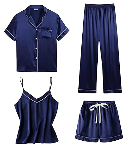 Pyjamasset för kvinnor bomull långärmad nedtill – breda ben myskläder set för kvinnor Storbritannien – nattkläder set nattdräkt pyjamas kort set bomull nattlinnen nattlinne plus size pyjamas myskläder