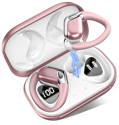 Wireless Earbud Bluetooth 5.4 Headphones Noise Cancelling, Sports Earphones Wireless Bluetooth with Earhooks, 50H Playtime, IP7 Waterproof Ear buds In Ear for Sport/Running/Gym, Dual LED Display