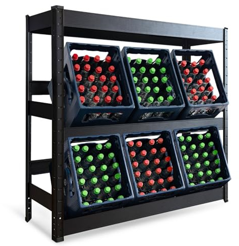 Floordirekt Drinks Crate Rack with Shelf for 6 Crates - 110 x 110 x 30 cm - Drinks Shelf, Box Shelf for Drinks Crates, Bottle Rack, Box Stand - Shelf for Drinks Crates (Osaka)