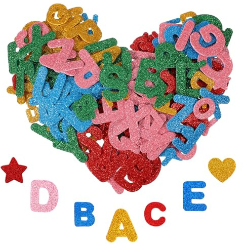 Ouligay 260Pcs Foam Letters Stickers Glitter Alphabet Letters Stickers for Crafts 1.18 inch and 0.79 inch A-Z Self-Adhesive Alphabet Letter for DIY Crafts Scrapbook Party Decoration