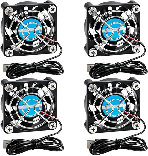 Joycabin 4 styck 50 mm USB-fläkt 5V PC-fläkt, chassifläkt, 5010 borstlös kylfläkt, 50x10 mm kylningsfläkt, CPU-fläkt för kylning DIY PC-datorchassis 3D-skrivare Radiatorer