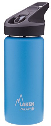 Laken Jannu, Bottiglia d'acqua termica e isolante in acciaio INOX per bambini, borraccia bocca larga, Blu, 500 ML