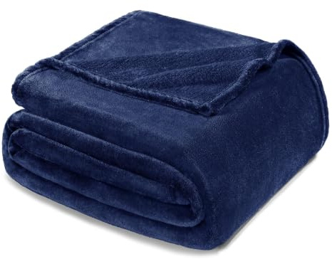 Exclusivo Mezcla Large Soft Fleece Twin Size Blanket for Bed, Navy Blue | 230x168 CM, Double-Sided Brushed Flannel Bed Blanket, Lightweight Plush Cozy Bed Throw for Bedroom, Machine Washable