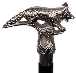 Eleganter Gehstock TM22011 – Holz mit Messing-Optik-Fuchsgriff, zerlegbar (95 cm), ideal für Reisen