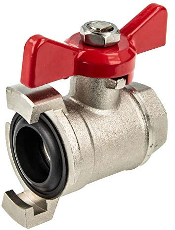 tecuro Messing Kugelhahn mit Schnellkupplung x Innengewinde Rp 1 Zoll (DN 25), Flügelgriff, MS-verchromt