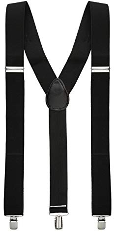 Golden Beads ADJUSTABLE BRACES MENS WOMENS UNISEX TROUSER ELASTIC Y-BACK SUSPENDERS CLIPON (Black)
