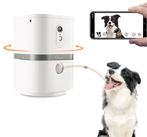 SKYMEE Dog Camera Automatic Treat Dispenser, WiFi HD Full Pet Camera with Pan Zoom and Night Vision for Dogs and Cats,Compatible with Alexa(Petalk Ai II)