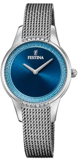 Festina Damen Uhr Analog Edelstahl 316L Silber - Quarzwerk - Mineralglas hochresistent - 5 ATM wasserdicht F20494/2 - Mademoiselle
