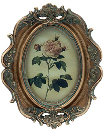 CISOO Vintage 4x6 Oval Picture Frame Antique Photo Frame Table Top Display and Wall Hanging, Retro Home Decor, Ornate Photo Gallery Art (Bronze Gold)