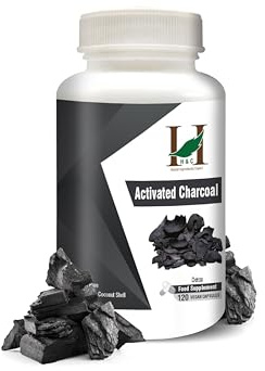 H&C Activated Charcoal Capsules - 350mg, 120 Capsules | Coconut Shell Charcoal | Detox