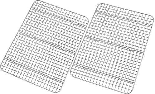 Joyfair Cooling Racks for Baking, 100% Stainless Steel Large Baking Grill Rack Pack of 2, Suitable for Cooking, Roasting, Grilling, Drying, Rectangle 39 x 28.3cm, Oven & Dishwasher Safe