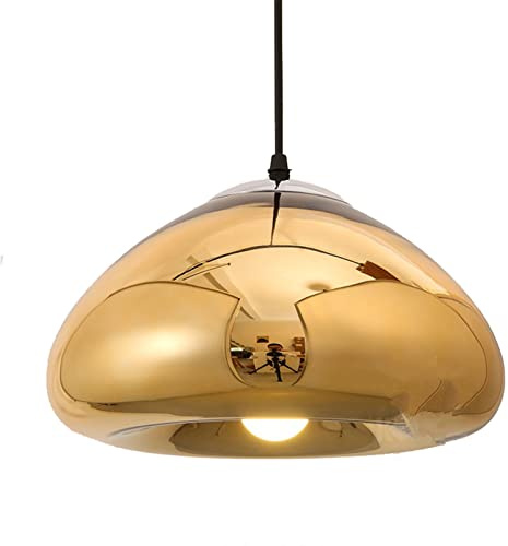 ZTTECH 300mm Or Suspension Luminaire en Verre Processus de Placage Hauteur Réglable Lampe Suspendue Moderne pour Cuisine Salle à Manger Salon Bar et Restaurant (Or)