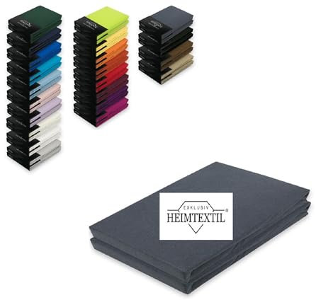 EXKLUSIV HEIMTEXTIL Doppelpack Jersey Premium Spannbettlaken 100% Baumwolle Öko - Tex Zertifiziert, Markenqualität, Matratzenhöhe bis 25 cm, Anthrazit 90-100 x 200 cm