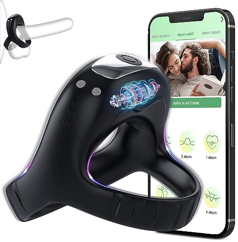 ZWFUN App Vibrator Ring Cock Ring Vibrierende Verzögert Ejakulation Lange Anhaltende Erektion Kristallpenisring Penis Ring Vibrator Erwachsene Sex Spielzeug Für Paare mann Schwarz